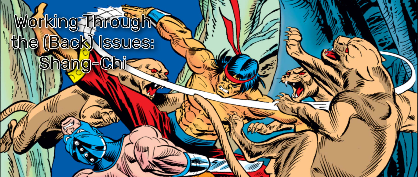 Shang-Chi fighting lions and one helmeted dude 